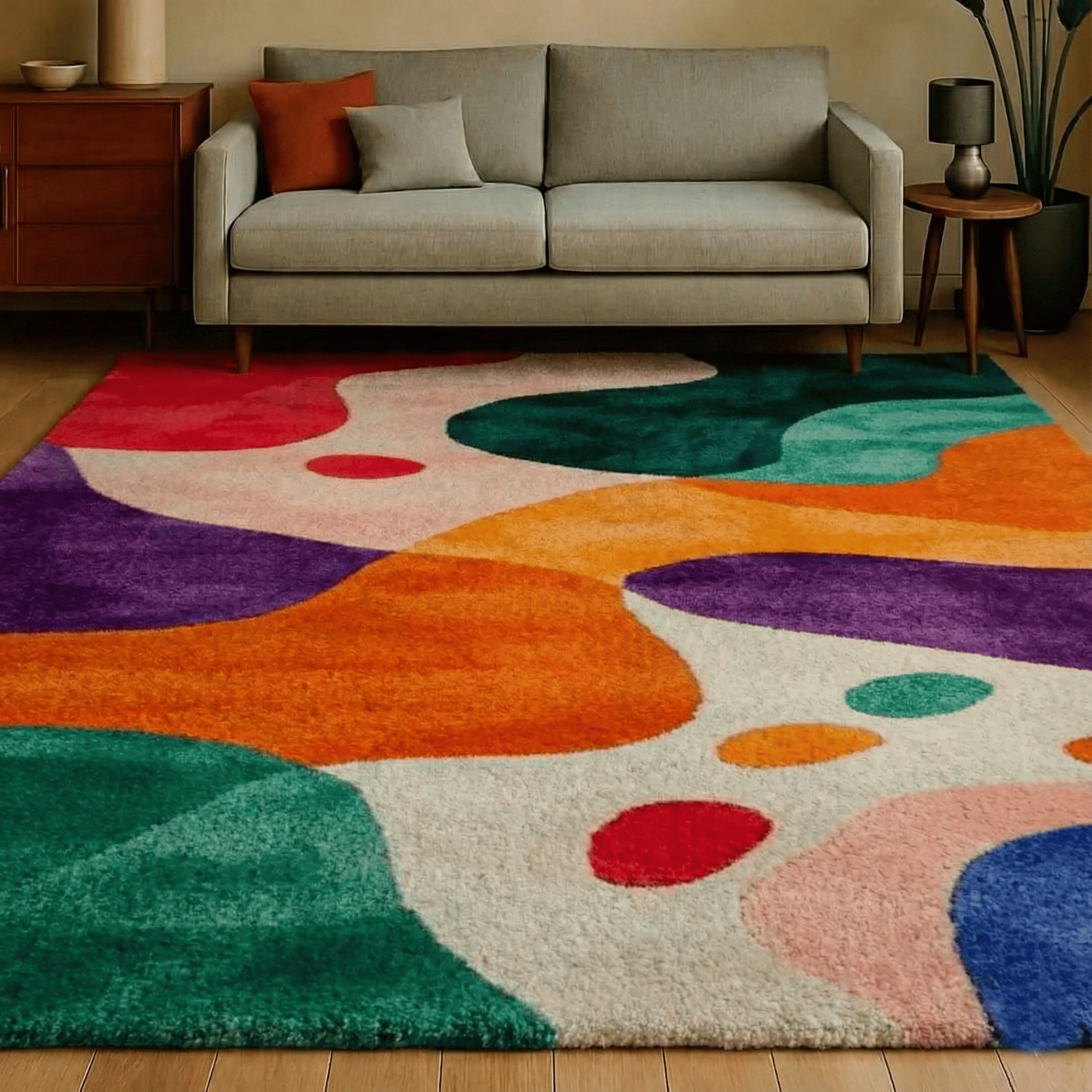 spectrum shapes hand tufted rug runner rug