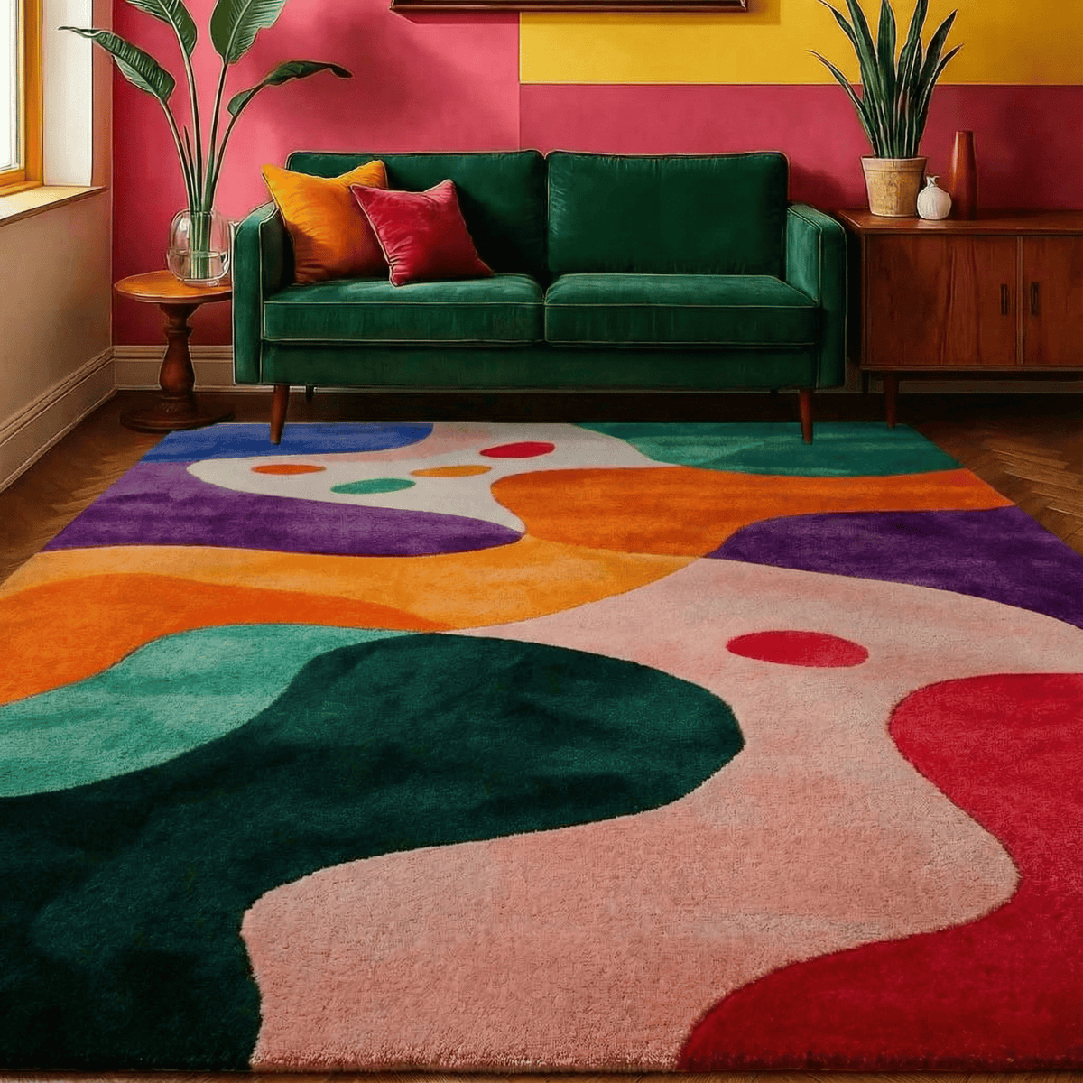 spectrum shapes hand tufted rug runner rug