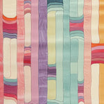 Vibrant Spectrum Stripe Hand Tufted Area Rug, perfect for large living rooms. This contemporary wool rug features bold and colorful stripes, ideal for adding a modern touch to your living space. Available in an 8x10 size, this rug is a stylish addition to any living room.