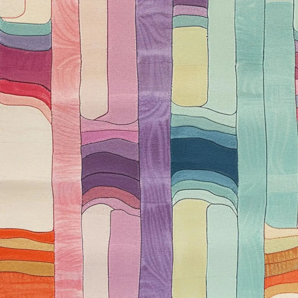 Vibrant Spectrum Stripe Hand Tufted Area Rug featuring an abstract design with colorful vertical stripes in shades of blue, purple, pink, and orange. Perfect for adding a contemporary touch to large living rooms as an 8x10 wool rug centerpiece.