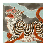 This area rug features a striking abstract design of a tiger with spiral patterns. The contemporary wool rug showcases bold colors and intricate details, perfect for adding a touch of elegance to living room area rugs. Ideal for spaces needing an artistic flair, this living room rug in 8x10 size adds both style and comfort.