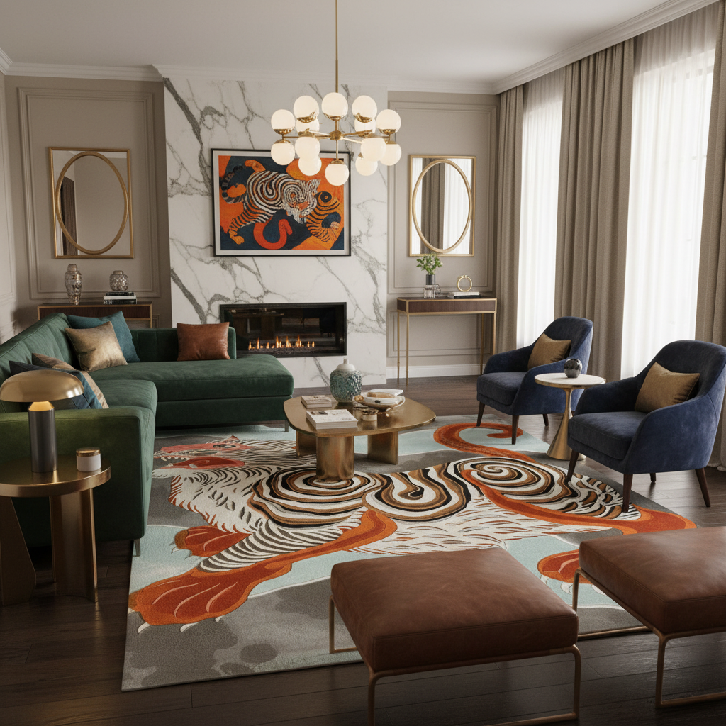 Spiral Tiger Roar Hand Tufted Rug