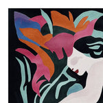 This vibrant Spirit Frame Hand Tufted Rug features an abstract design with bold, colorful shapes in pink, orange, blue, and green hues against a dark background. Perfect for adding a contemporary touch to your living space, this square area rug is crafted from high-quality wool, making it a durable and stylish choice for large living room rugs. Its unique pattern and rich texture make it an eye-catching centerpiece among area rugs for living rooms.