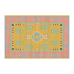 A vibrant Spring Blossom Traditional Hand Tufted Area Rug showcasing a rich blend of pink, yellow, and blue tones, perfect for adding a touch of elegance to your dining room or living room. This wool rug features intricate floral patterns, ideal for boho or formal dining room settings.