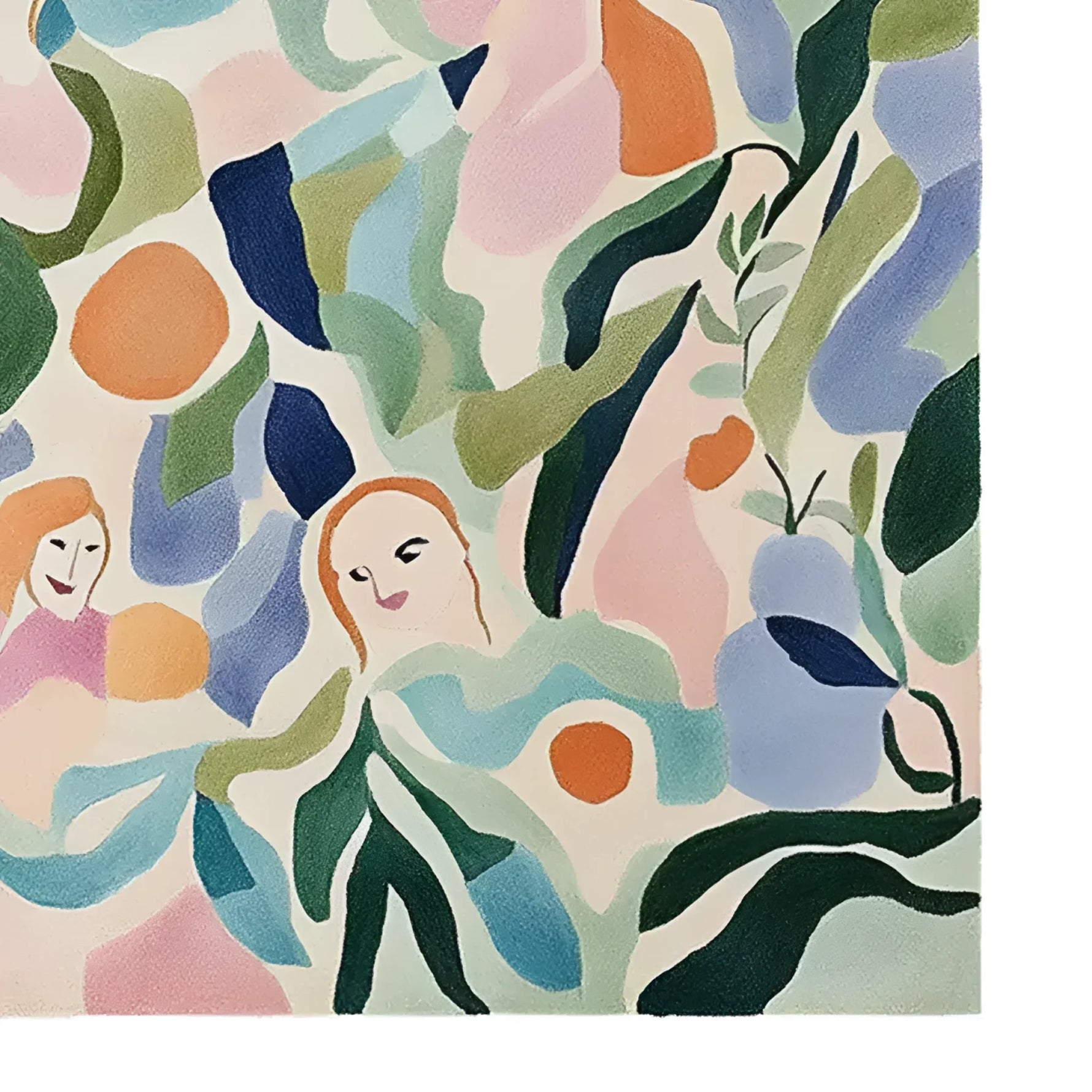 A vibrant and contemporary Area Rug featuring an abstract design with colorful shapes and faces, hand-tufted from wool. Perfect for adding a modern touch to your living room decor.