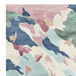 Top view of the Spring Earth Harmony Hand Tufted Area Rug featuring an abstract design with soft pastel colors. This contemporary wool rug adds a touch of modern elegance, perfect for living room area rugs.