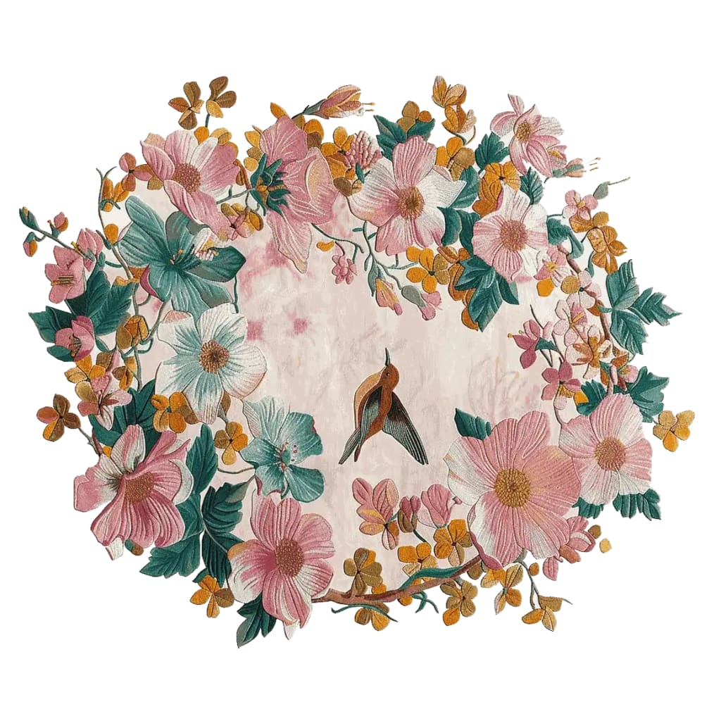 The Spring Meadow Charm Hand Tufted Rug showcases a vibrant floral design with lush pink, blue, and yellow flowers. This elegant area rug, crafted from high-quality wool, is perfect for adding a touch of nature to your living room. Sized at 8x10, this floral rug brings warmth and style to any space.