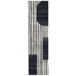 Elegant Star Dance Hand Tufted Wool Runner Rug featuring a contemporary black and white geometric design, ideal for use as kitchen rugs, bathroom runner rug, or hallway runner rug.