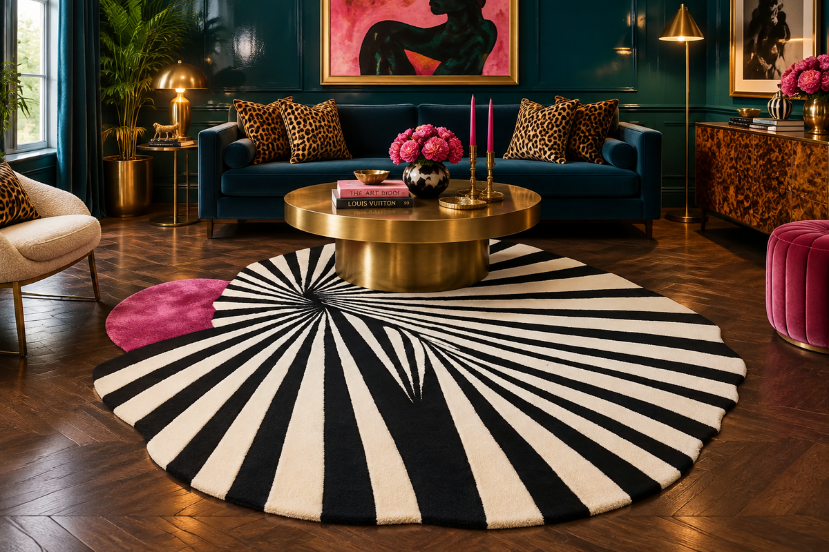Pisa sobre la alfombra de lana tufted a mano Pink Sun de 1.2 m