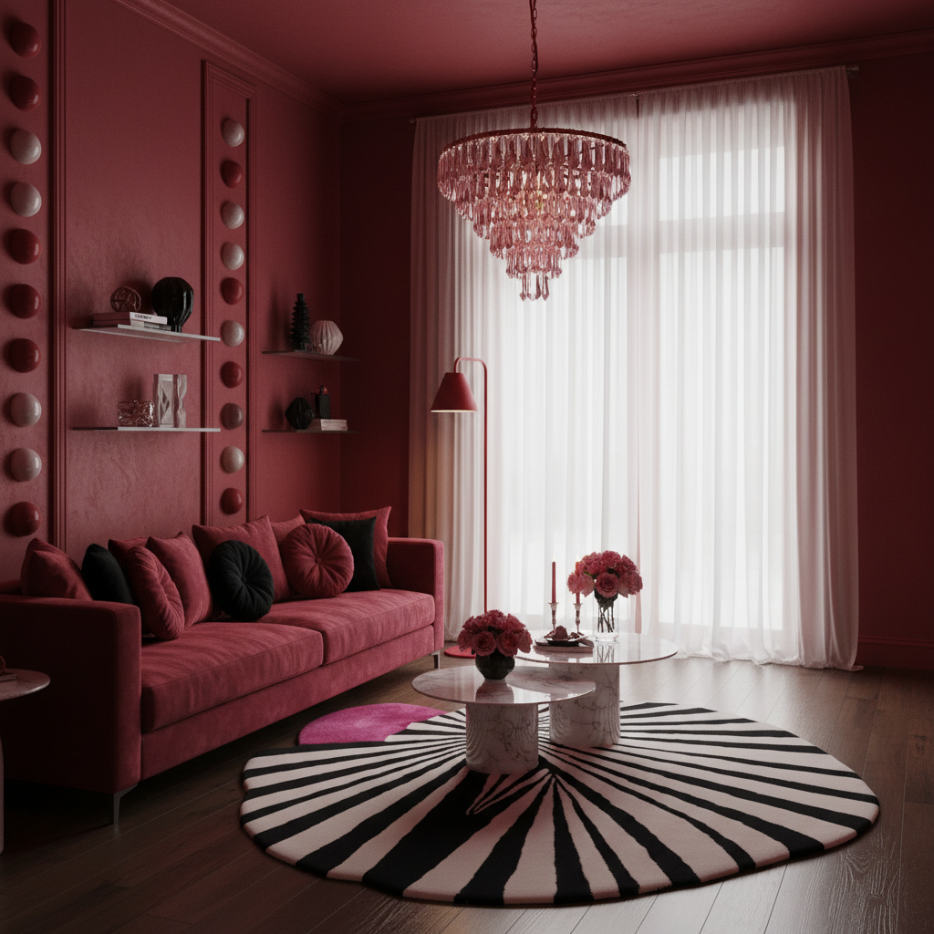 Step onto the Pink Sun Hand Tufted Wool Rug