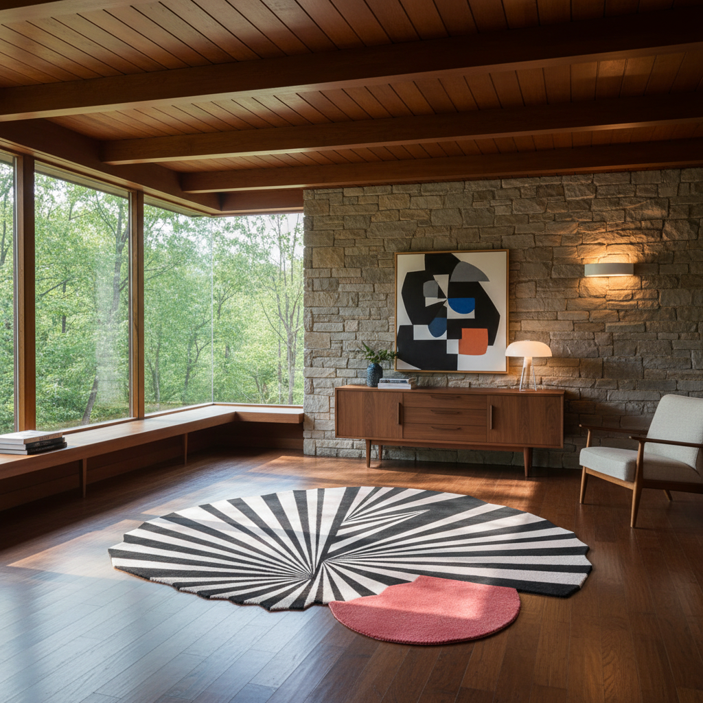 Step onto the Red Sun Hand Tufted Wool Rug
