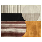 This contemporary area rug, titled 'Stripe Harmony Hand Tufted Rug', features a bold and modern design with geometric patterns and a harmonious blend of colors, perfect for large living rooms. Made from high-quality wool, it adds a stylish touch to any space, making it an ideal choice for those seeking rugs for living room areas.