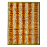 The Stripe Illusion Hand Tufted Rug is a stunning area rug perfect for large living rooms. This contemporary rug features a bold pattern of vertical stripes in earthy tones of orange, brown, and beige, adding a modern touch to any space. Made from high-quality wool, this area rug for living rooms offers both comfort and durability.
