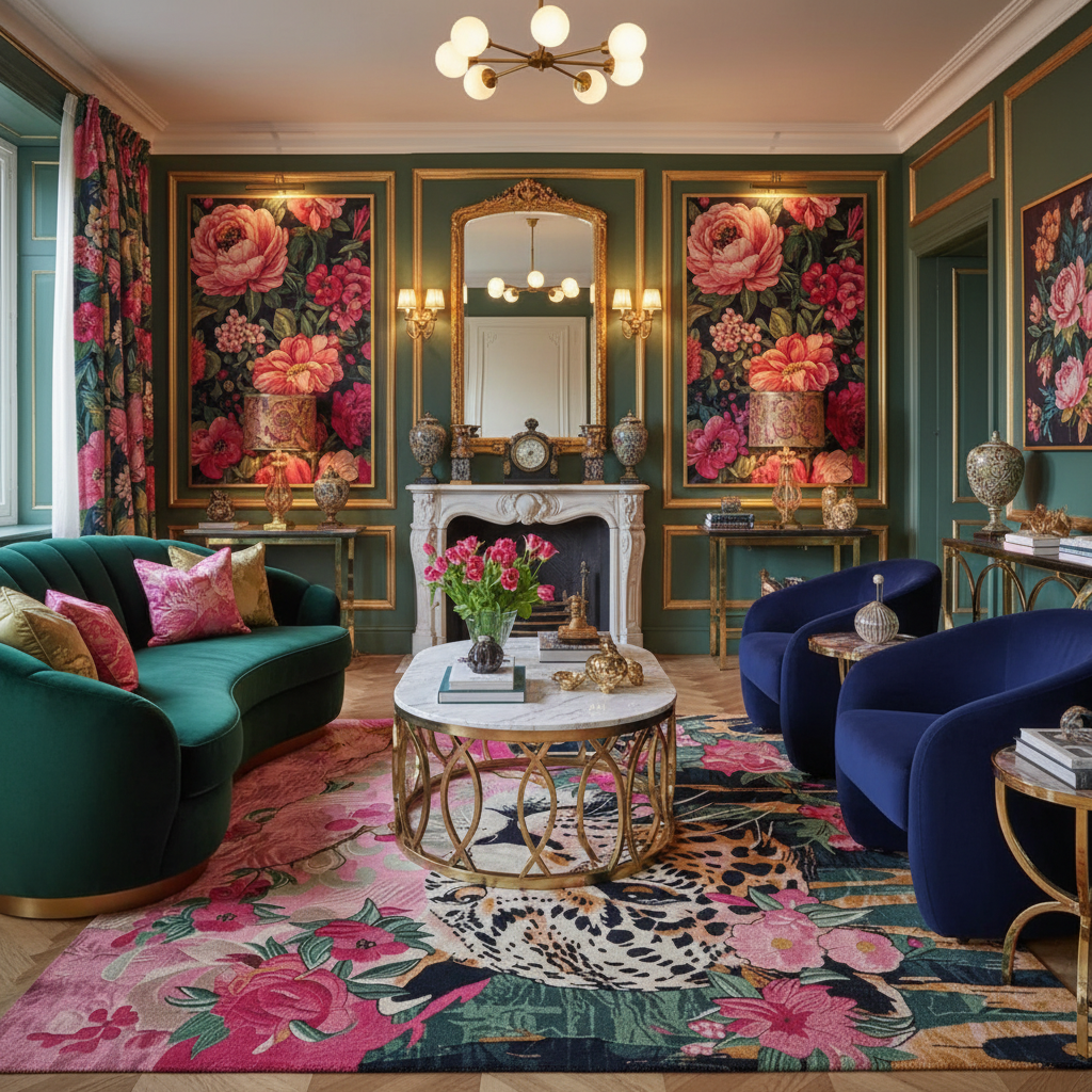 Stripes Among Vines Hand Tufted Rug