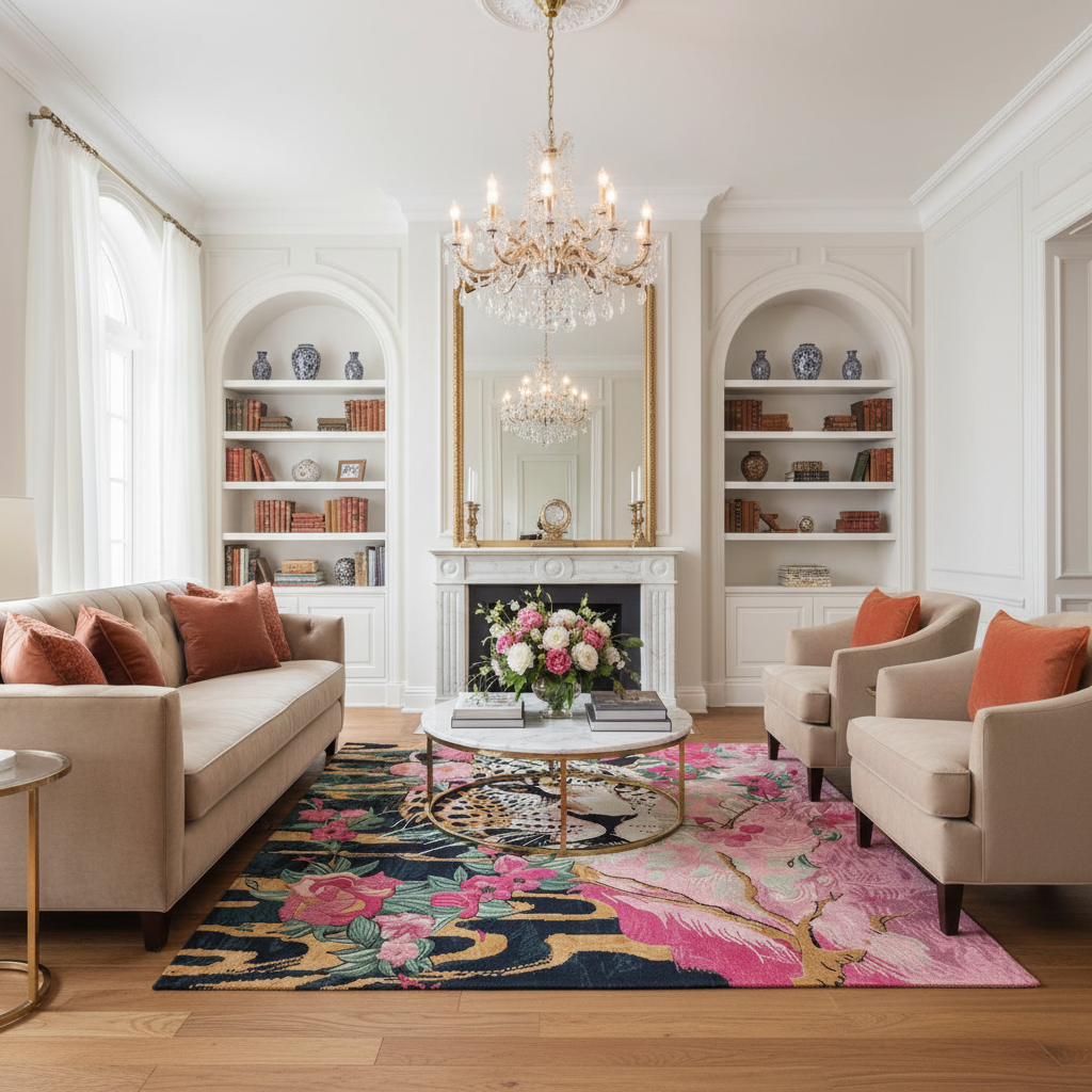 Stripes Among Vines Hand Tufted Rug
