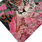 Vibrant wool area rug featuring a striking floral design with a leopard motif, perfect for large living room spaces. This square rug is an eye-catching centerpiece that blends artistic flair with the practicality of a hand-tufted wool rug, making it an ideal square area rug for enhancing your living room decor.