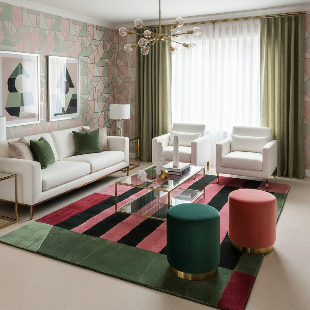 Structured Red Rhythm Hand Tufted Rug