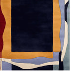 A vibrant, structured warm frame hand-tufted area rug featuring bold abstract patterns in rich colors, perfect for large living rooms. This contemporary wool rug is an ideal choice for those seeking stylish living room rugs in 8x10 dimensions.