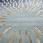 Close-up of a textured rug with wavy pattern