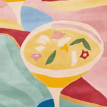 Colorful hand-tufted area rug featuring a vibrant abstract design with a cocktail motif, perfect for adding a contemporary touch to living room area rugs. This large wool rug showcases a mix of pastel and bold colors, ideal for modern decor.