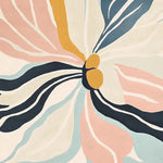 A vibrant Sunkissed Blossom Dream Hand Tufted Area Rug featuring an abstract floral design with flowing petals in shades of pink, blue, and mustard. Perfect for adding a contemporary flair to living rooms, this wool rug is ideal as an 8x10 centerpiece among area rugs for living rooms.