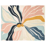 This vibrant Sunkissed Blossom Dream Hand Tufted Area Rug showcases a contemporary floral design with bold abstract patterns in shades of blue, pink, and mustard. Perfect for adding a touch of modern elegance to your living room, this 8x10 wool rug combines artistic flair with cozy comfort, making it an ideal choice for area rugs for the living room.