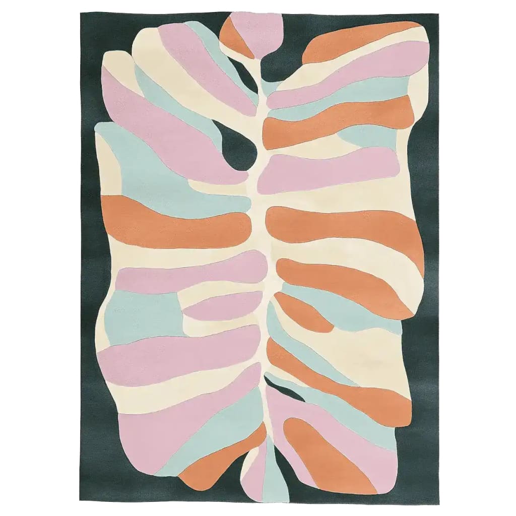 The Sunset Beat Vibe Hand Tufted Rug is a stunning area rug perfect for large living rooms. This contemporary wool rug features an abstract design with vibrant colors, adding a modern touch to any space.