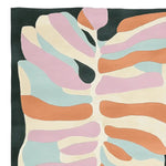 Vibrant and stylish area rug with an abstract design in pastel shades of pink, orange, and blue, ideal for large living rooms. This contemporary wool rug showcases a harmonious blend of colors, perfect for adding a modern touch to your home decor.