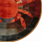 Vibrant Sunset Crab Hand Tufted Round Area Rug, perfect for large living rooms. This wool rug features an abstract crab design in warm sunset hues, ideal as a centerpiece in a stylish living room.