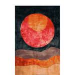 Vibrant Sunset Horizon Layers Hand Tufted Runner Rug featuring bold abstract design with warm sunset colors. Perfect for adding a splash of contemporary style to kitchens, bathrooms, or hallways, this wool rug brings a modern touch to any space.