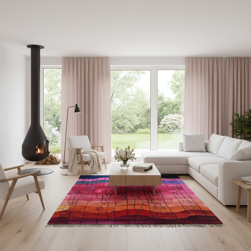 Sunset Reverie Viscose Hand Knotted Wool Rug