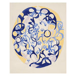 A stunning hand-tufted area rug featuring a surreal garden vibe with intricate blue floral and abstract designs on a soft cream background. Perfect for enhancing contemporary decor, this wool rug brings a unique aesthetic to living room area rugs.