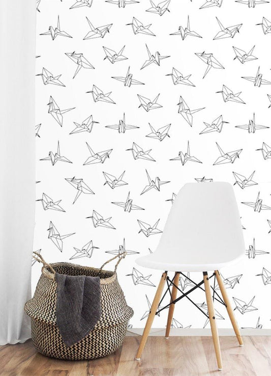 Gray Cranes Floral Wallpaper Swallow Birds Origami Minimalist Wallpaper Swallow Birds Origami Minimalist Wallpaper 