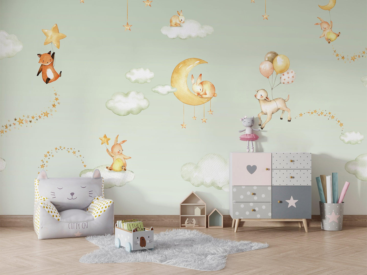 Sweet Dreams - Green Wallpaper Mural