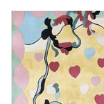 Vibrant and contemporary Sweet Romance Trail hand-tufted area rug featuring an abstract design with colorful heart motifs. Perfect for adding a touch of modern flair to any living room area. This wool rug combines soft pastels and bold outlines, making it an ideal choice for those seeking unique rugs for their living room.