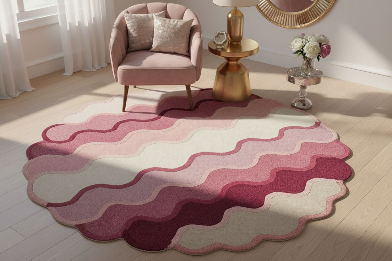 Taj Rainbow Hand Tufted Round Rug - Pink