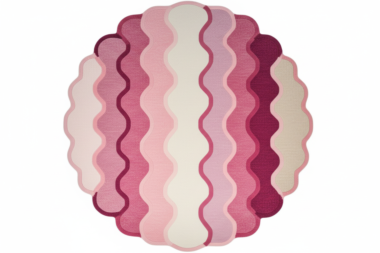 Taj Rainbow Hand Tufted Round Rug - Pink