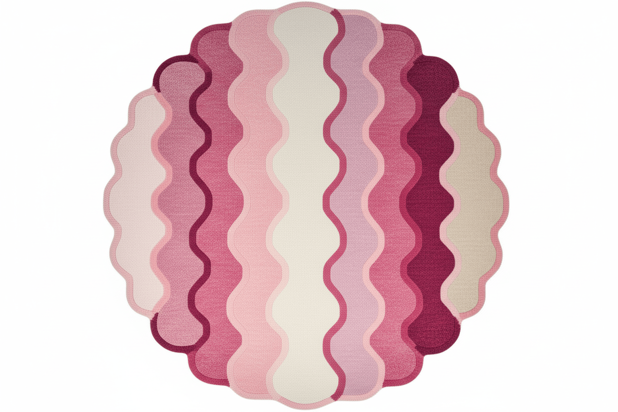 Taj Rainbow Hand Tufted Round Rug - Pink - MAIA HOMES