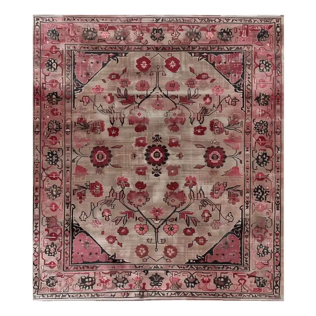 A beautifully crafted Tales of Persia Knotted Wool Rug, showcasing an intricate floral design. This large area rug features a harmonious blend of red and earthy tones, perfect for enhancing living room decor. Ideal for those seeking elegant floral rugs to complement their space.