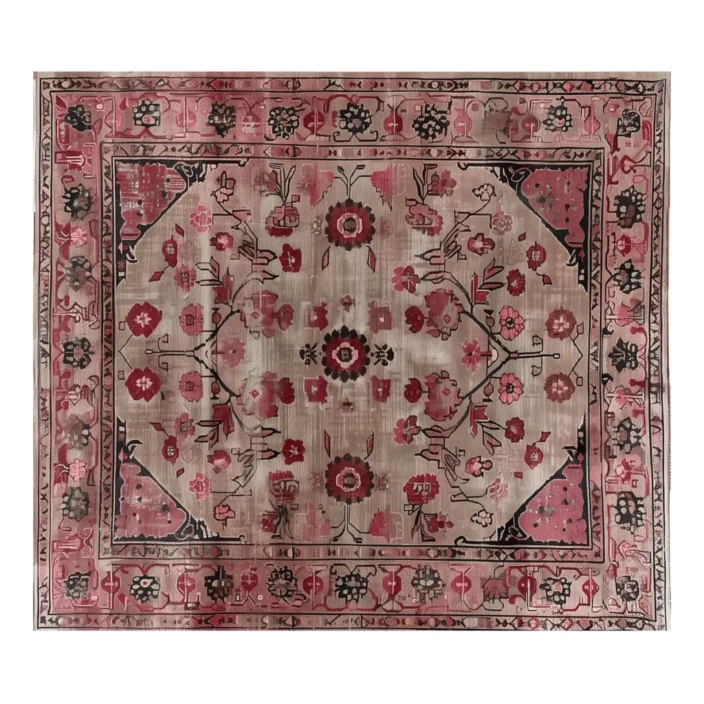 The Tales of Persia Knotted Wool Rug showcases an intricate floral design with rich red and beige tones, perfect for adding elegance to large living room spaces. This area rug combines traditional Persian artistry with modern durability, making it an ideal choice for those seeking stylish area rugs for living rooms.