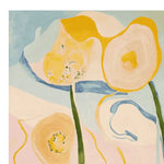 A vibrant Tangled Nature Rhythm Hand Tufted Rug featuring an abstract floral design in pastel shades of blue, yellow, and green. Perfect for adding a contemporary touch to any living room, this wool area rug combines artistry with functionality, making it an ideal choice for those seeking large living room rugs.
