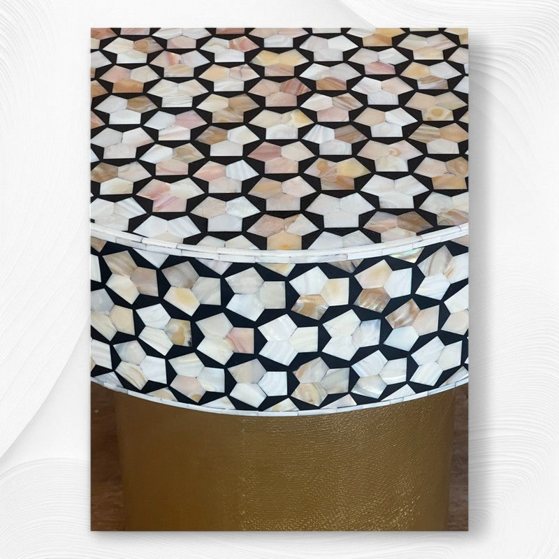 Targua Mother-of-Pearl Inlay Side Table – Brass & Black