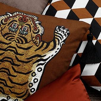 Tassel Tibetan Tiger Throw Pillow Cover - Caramel - MAIA HOMES