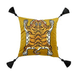 Tassel Tibetan Tiger Throw Pillow Cover - Caramel Tumeric