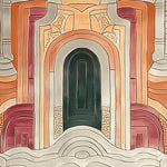 A Temple Courtyard Hand Tufted Rug with an intricate design in warm earthy tones, perfect for adding a contemporary touch to large living rooms. This wool area rug features abstract patterns, making it an ideal choice for those seeking stylish area rugs for living rooms.