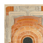 Detailed view of the Temple Gate Hand Tufted Rug showcasing its intricate abstract design with earthy tones, perfect for adding a touch of elegance to large living room spaces. This contemporary wool area rug is ideal for those seeking unique area rugs for the living room.