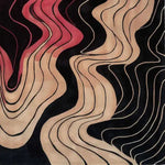 A captivating Terracotta Tapestry Hand Tufted Rug featuring an abstract wave pattern in warm terracotta and black tones. This large area rug is ideal for adding a contemporary touch to your living room. Made from quality wool, this living room area rug blends art and comfort beautifully.