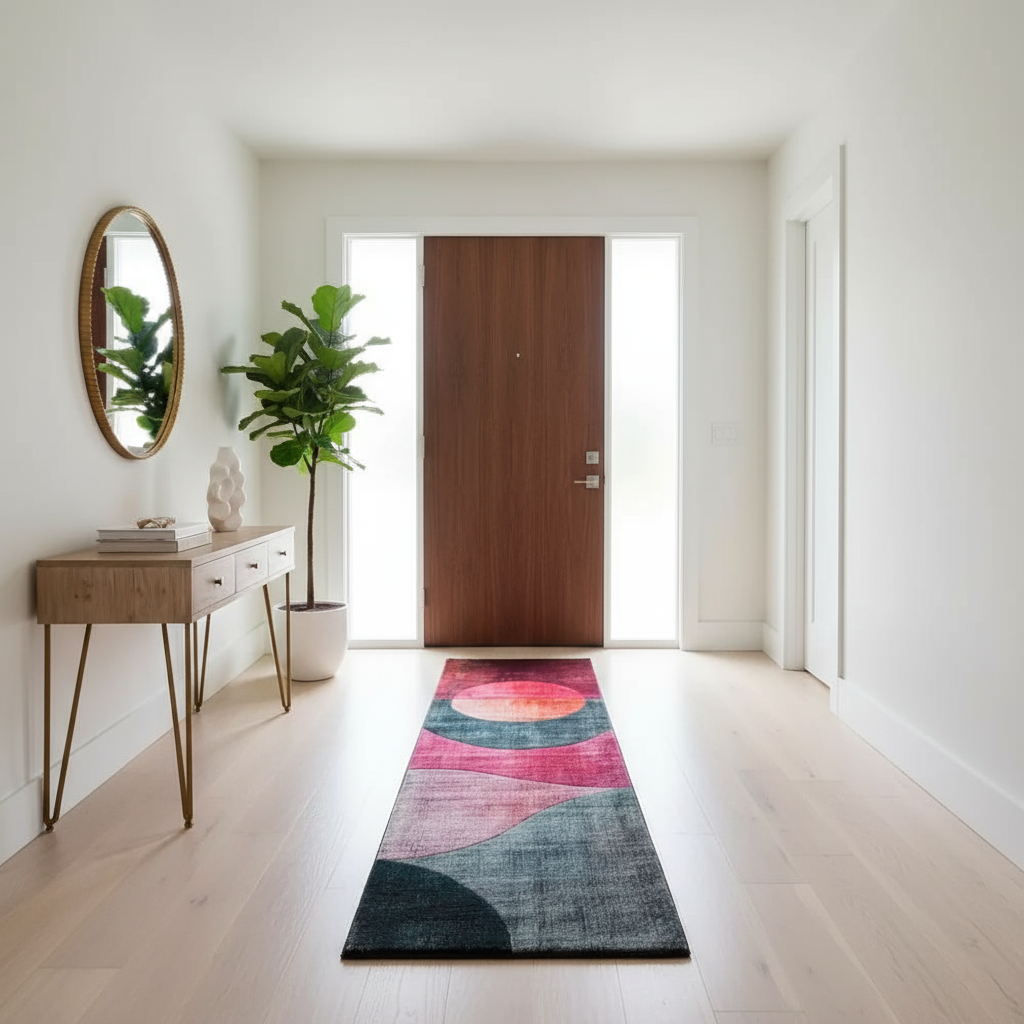 Textured Abstract Art Hand Tufted Wool Rug Runner