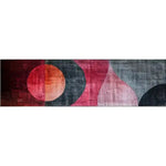 Stylish and contemporary hand-tufted wool area rug featuring bold abstract patterns in shades of red, orange, and black. Perfect for adding a modern touch to your living room, kitchen, or hallway as a runner rug.