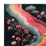 Vibrant area rug featuring a stunning floral design with vivid pink and yellow blossoms against a rich black background. This hand-tufted wool rug is perfect for adding a splash of color to any living room, especially in an 8x10 area. The intricate patterns and luxurious texture make it a standout piece among floral rugs.